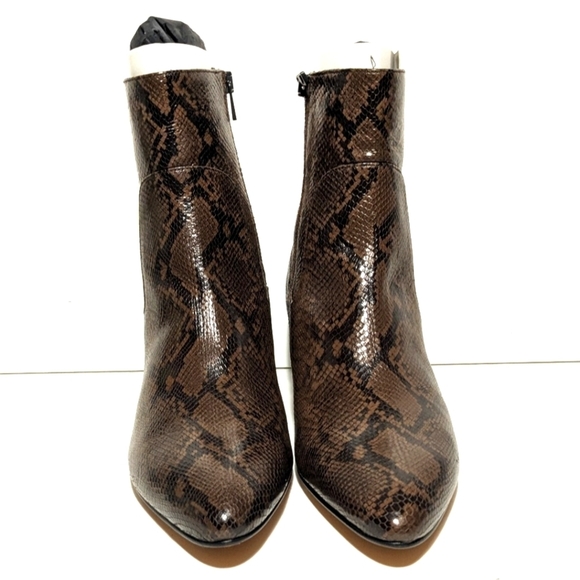 NWOT Vince Meta Cognac Kitten Snake Skin Italian Leather Bootie Pointed Toe 10 - Picture 5 of 14